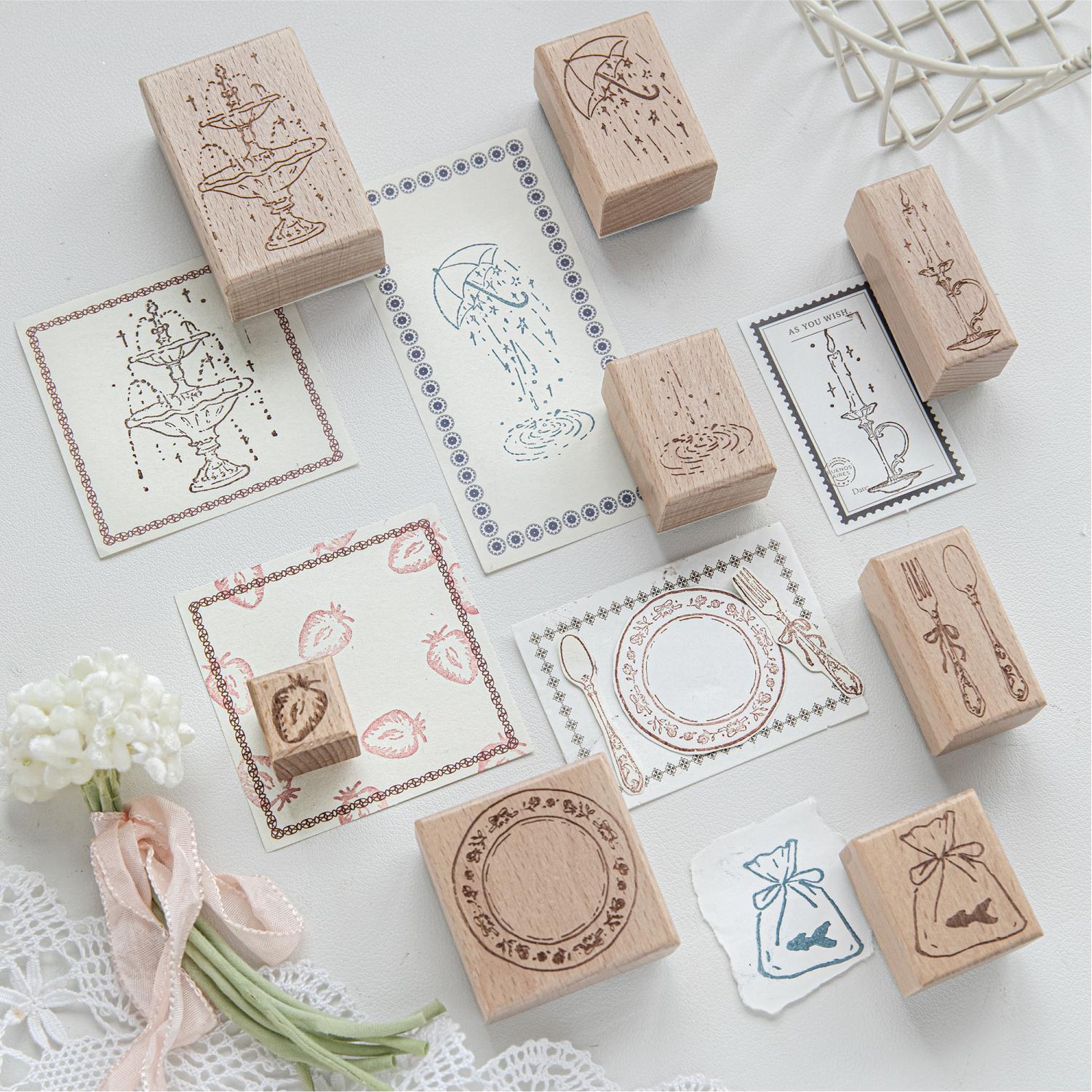 Candle Making At Home - 噴水キャンドル食器キャンドルテーブルウェアデザイン木製スタンプDIYクラフト用品スクラップブッキング材料文房具趣味用シール