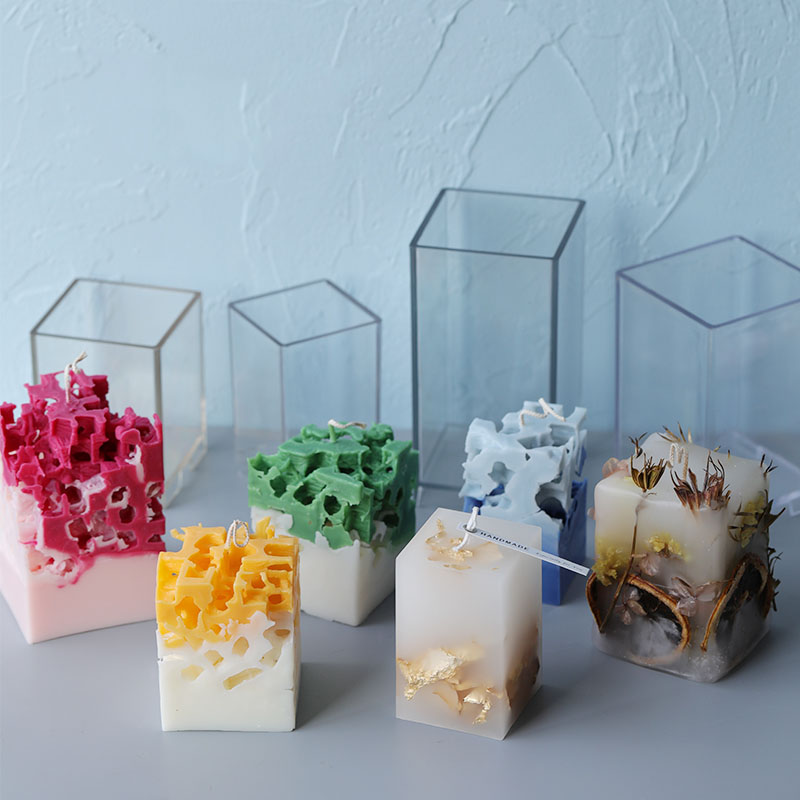 Candle Making Course - 3D 正方形長方形列キャンドルモールド手作りキャンドル作成金型 DIY 立方体アクリルプラスチック金型キットキャンドル鋳造