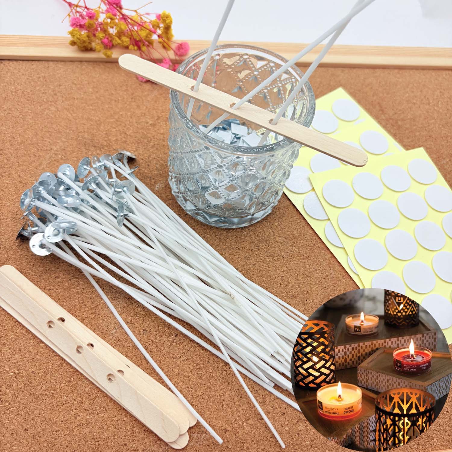 1セットのキャンドル作りDIYキット、無煙キャンドル、綿芯、 - Candle Making At Home のレビューと価格