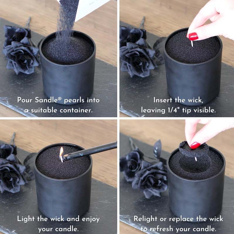 黒色のキャンドルサンド（芯付き）、200g、10個の芯付きパ - Candle Making Course のレビューと価格